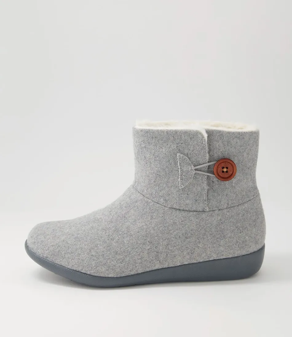 Women ZIERA Boots<Frilla Xw Grey Beige Fur Fabric Slippers