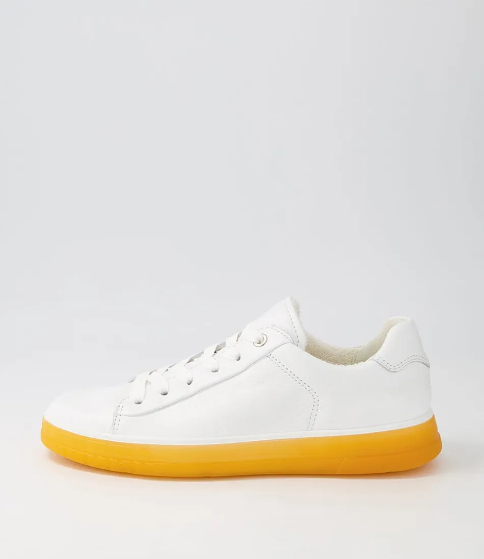 Women ARA Comfort<Frisco White Orange Leather Sneakers