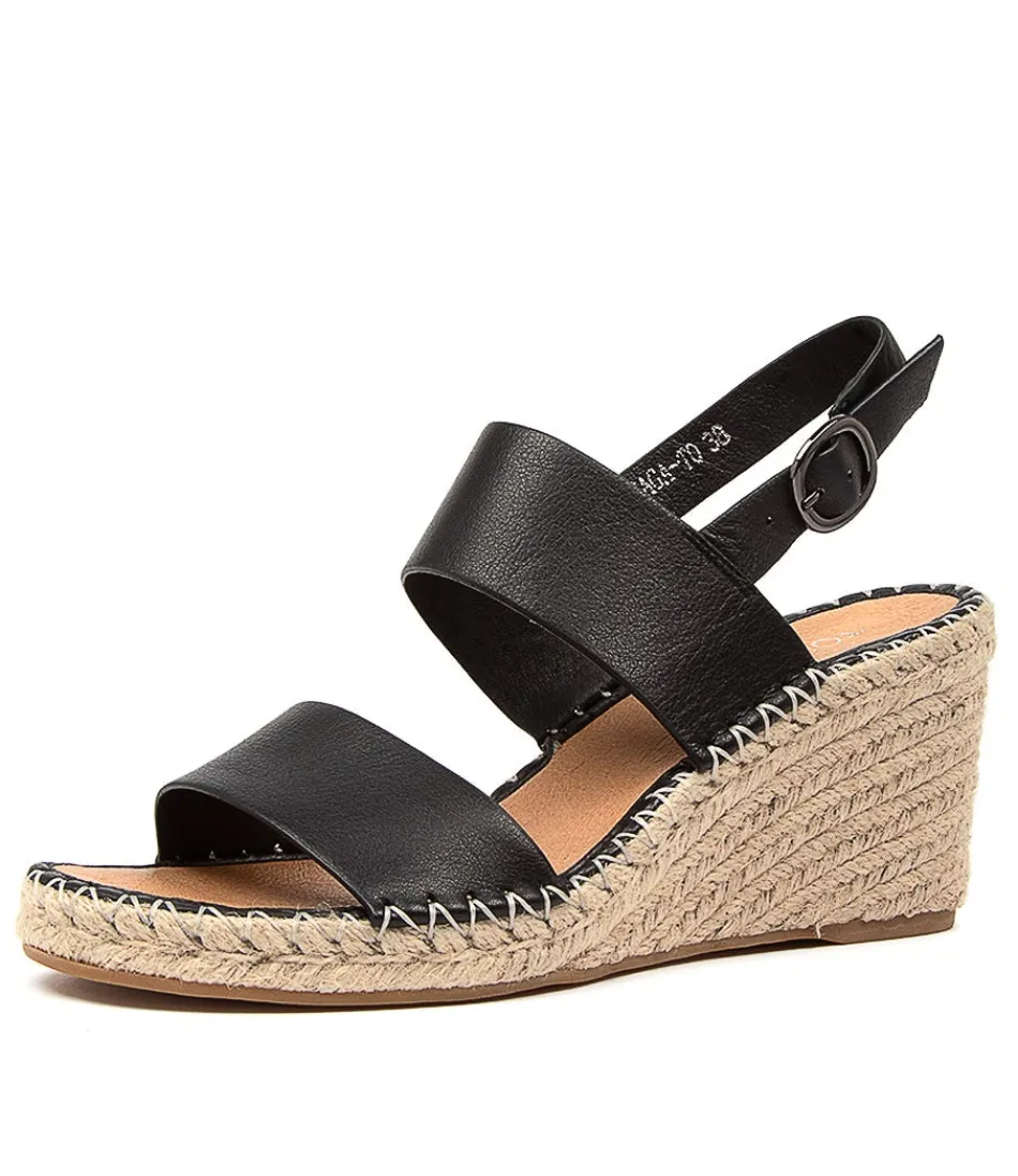 Women TOP END Espadrilles<Gaga Black Leather