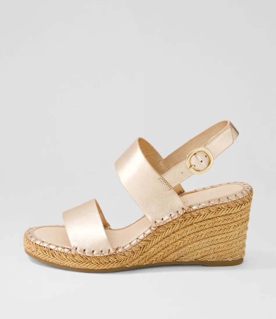 Women TOP END Espadrilles<Gaga Rose Gold Rope Leather Sandals