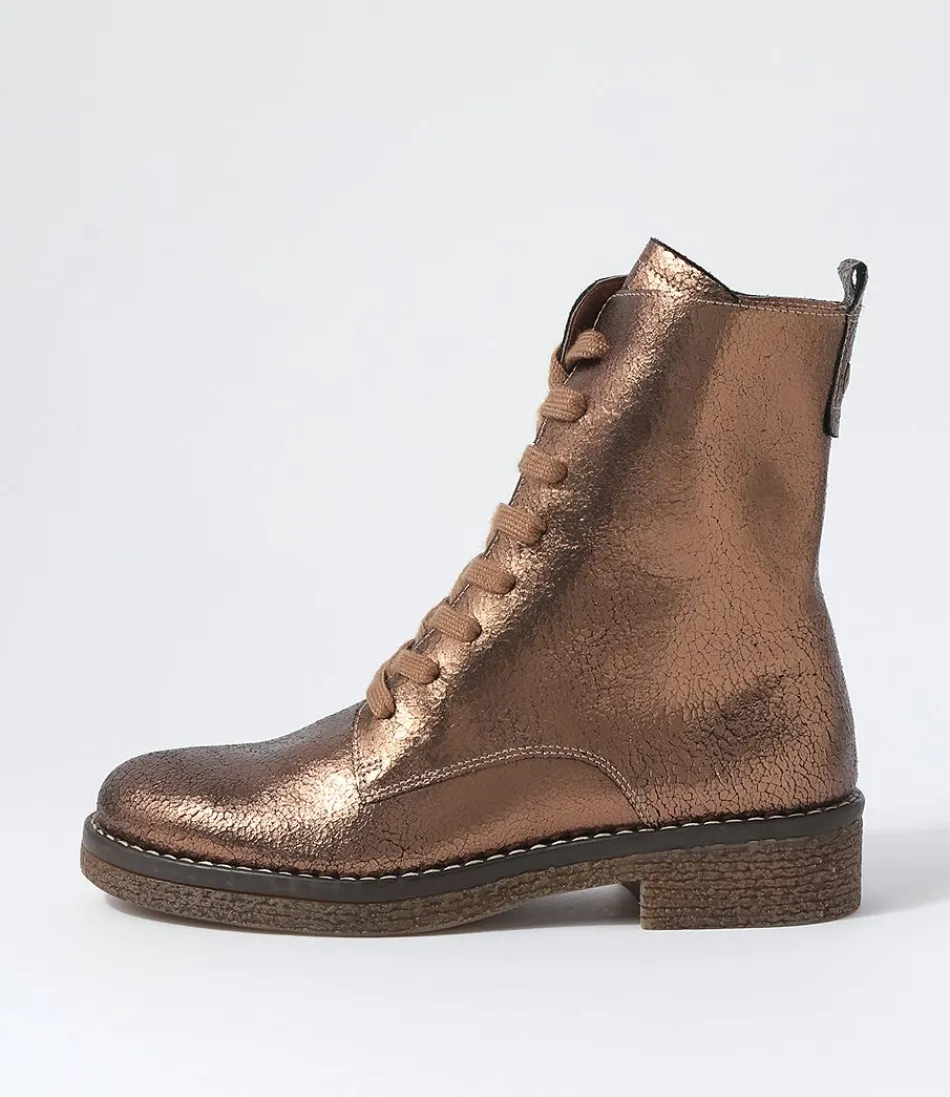 Women DJANGO & JULIETTE Boots<Gipsiee Bronze Crackle Leather Ankle Boots