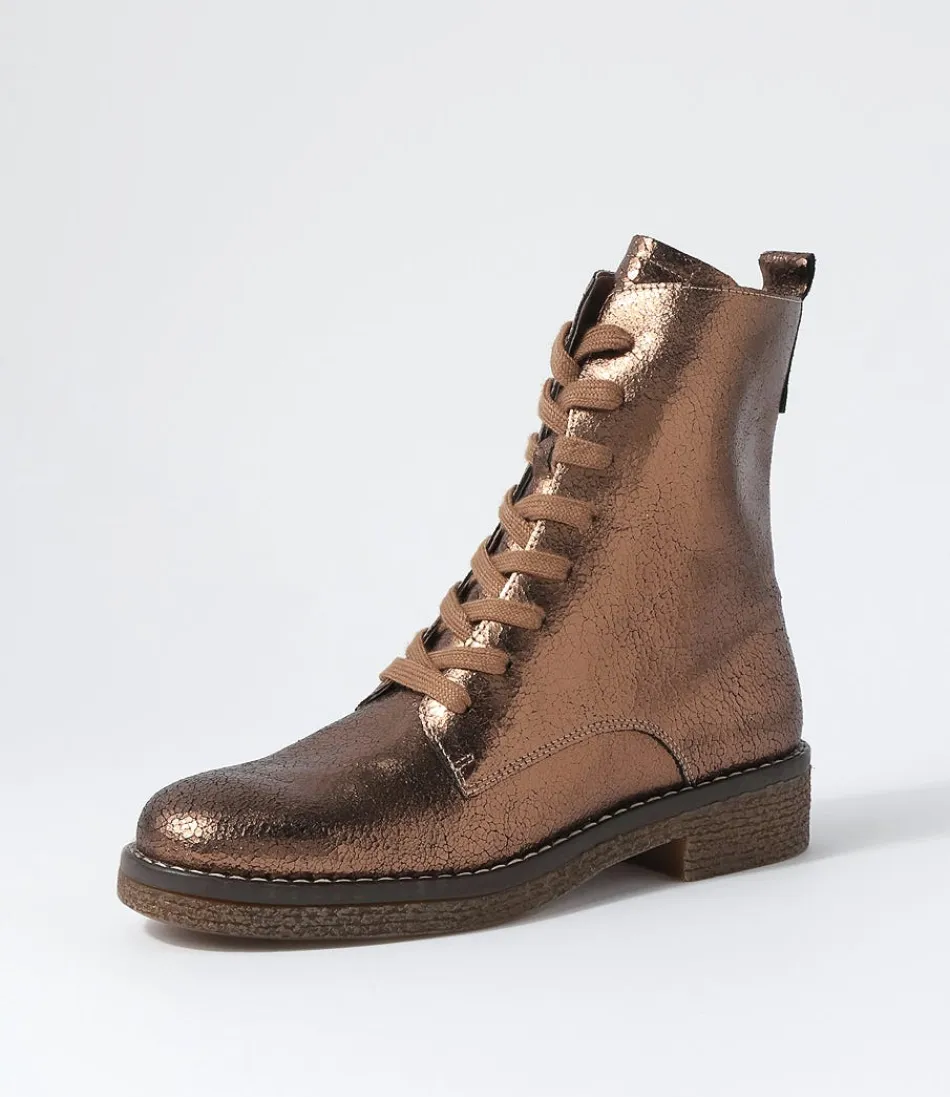 Women DJANGO & JULIETTE Boots<Gipsiee Bronze Crackle Leather Ankle Boots