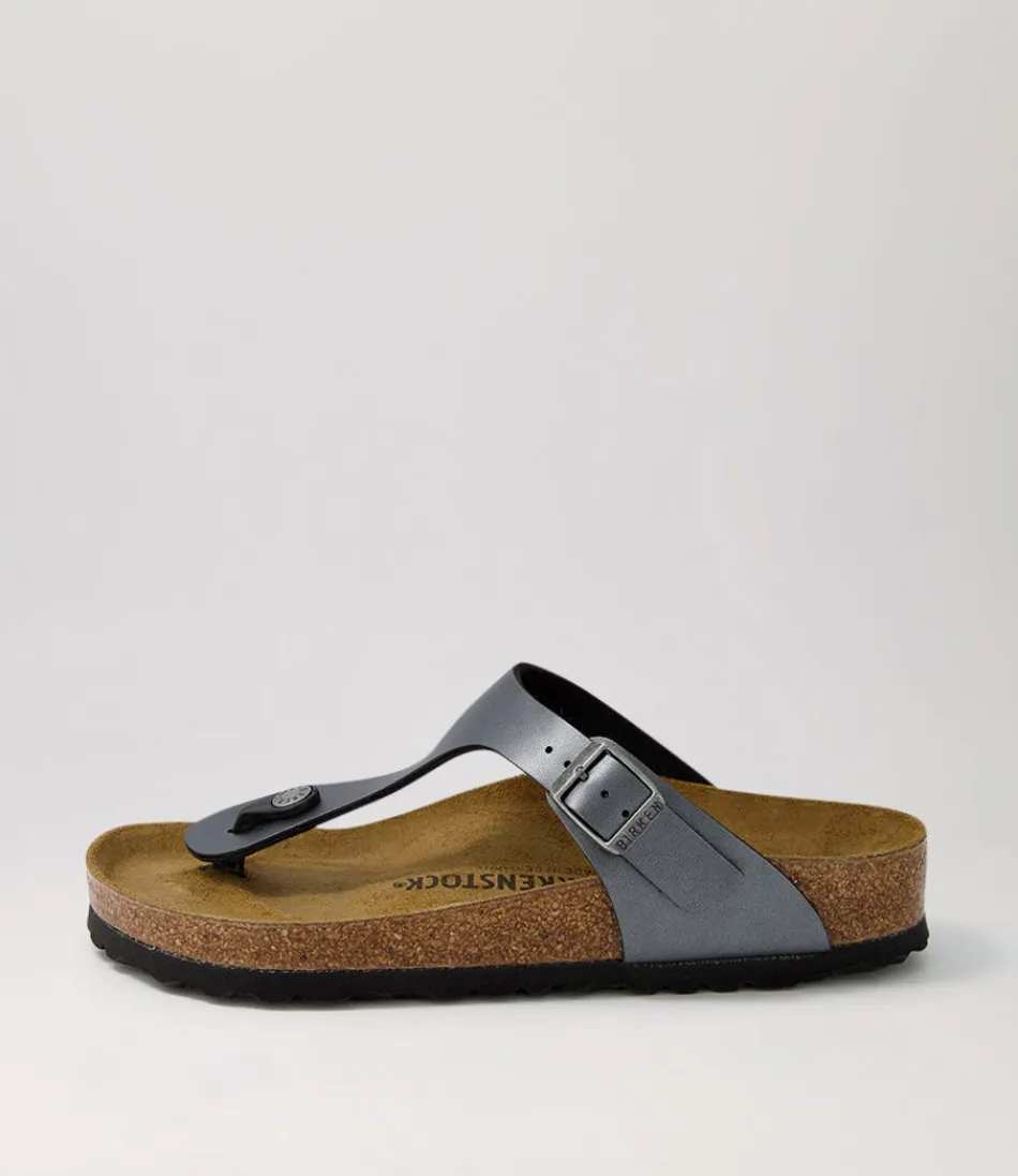 Women BIRKENSTOCK Comfort<Gizeh Metallic Black Birkoflor Sandals