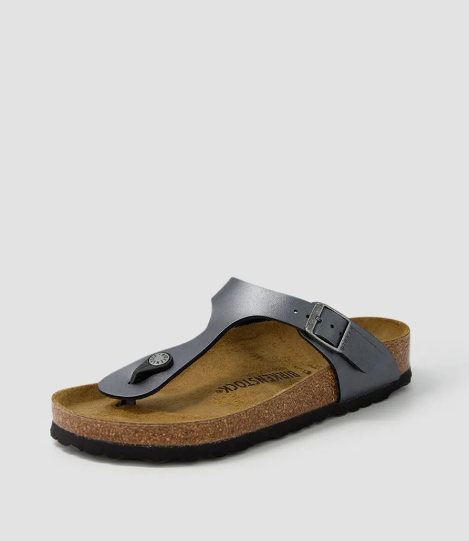 Women BIRKENSTOCK Comfort<Gizeh Metallic Black Birkoflor Sandals