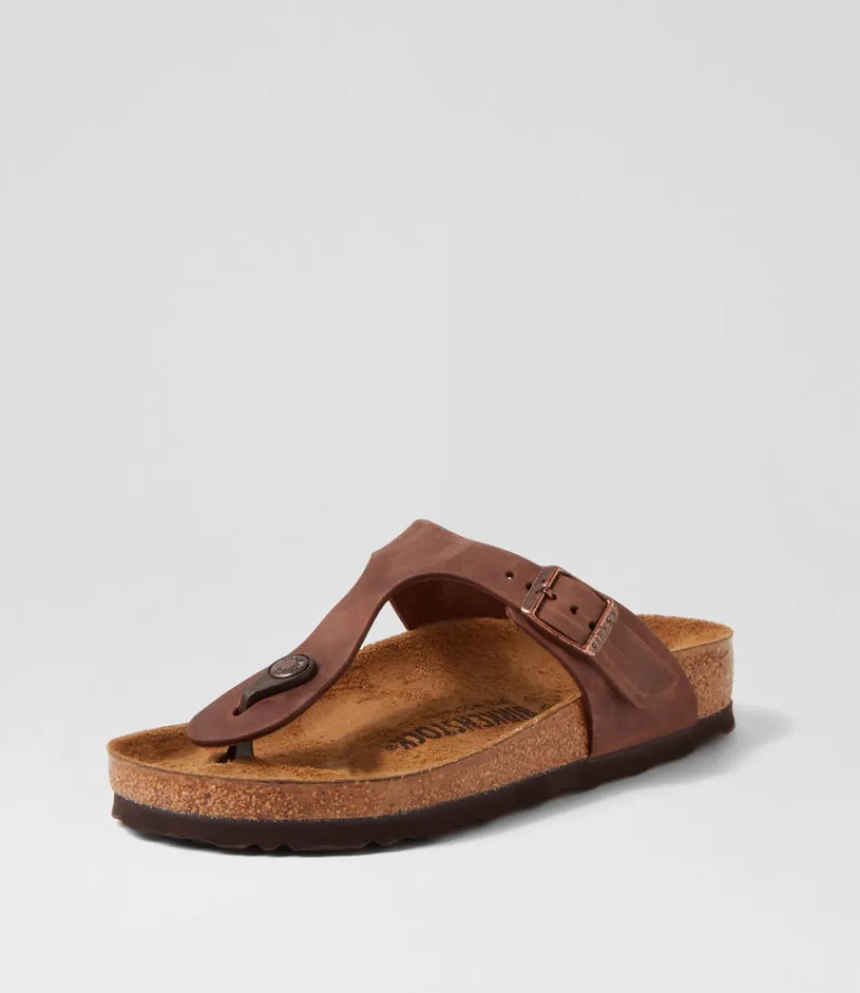 Women BIRKENSTOCK Comfort<Gizeh Oiled W Habana Oiled Leather Thongs