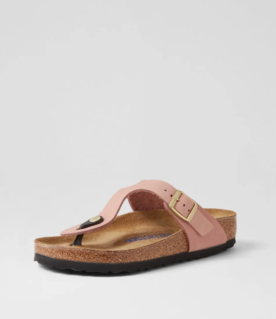 Women BIRKENSTOCK Comfort<Gizeh Sfb Old Rose Nubuck Thongs