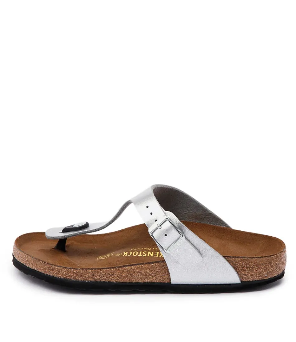 Women BIRKENSTOCK Comfort<Gizeh Silver Birkoflor