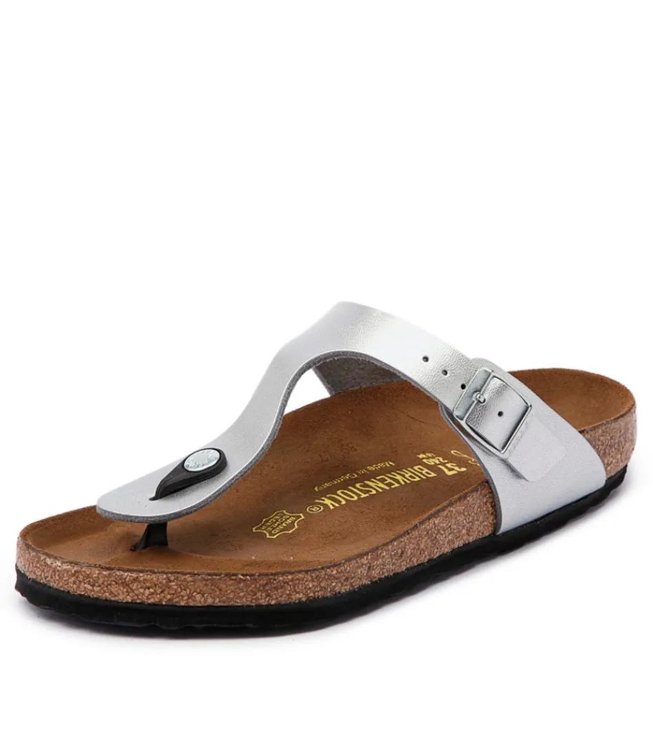 Women BIRKENSTOCK Comfort<Gizeh Silver Birkoflor