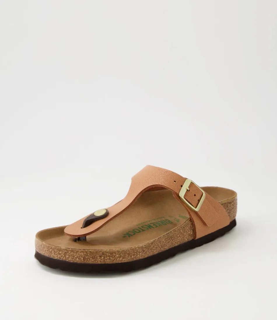 Women BIRKENSTOCK Comfort<Gizeh Vegan Pecan Birkoflor Slides