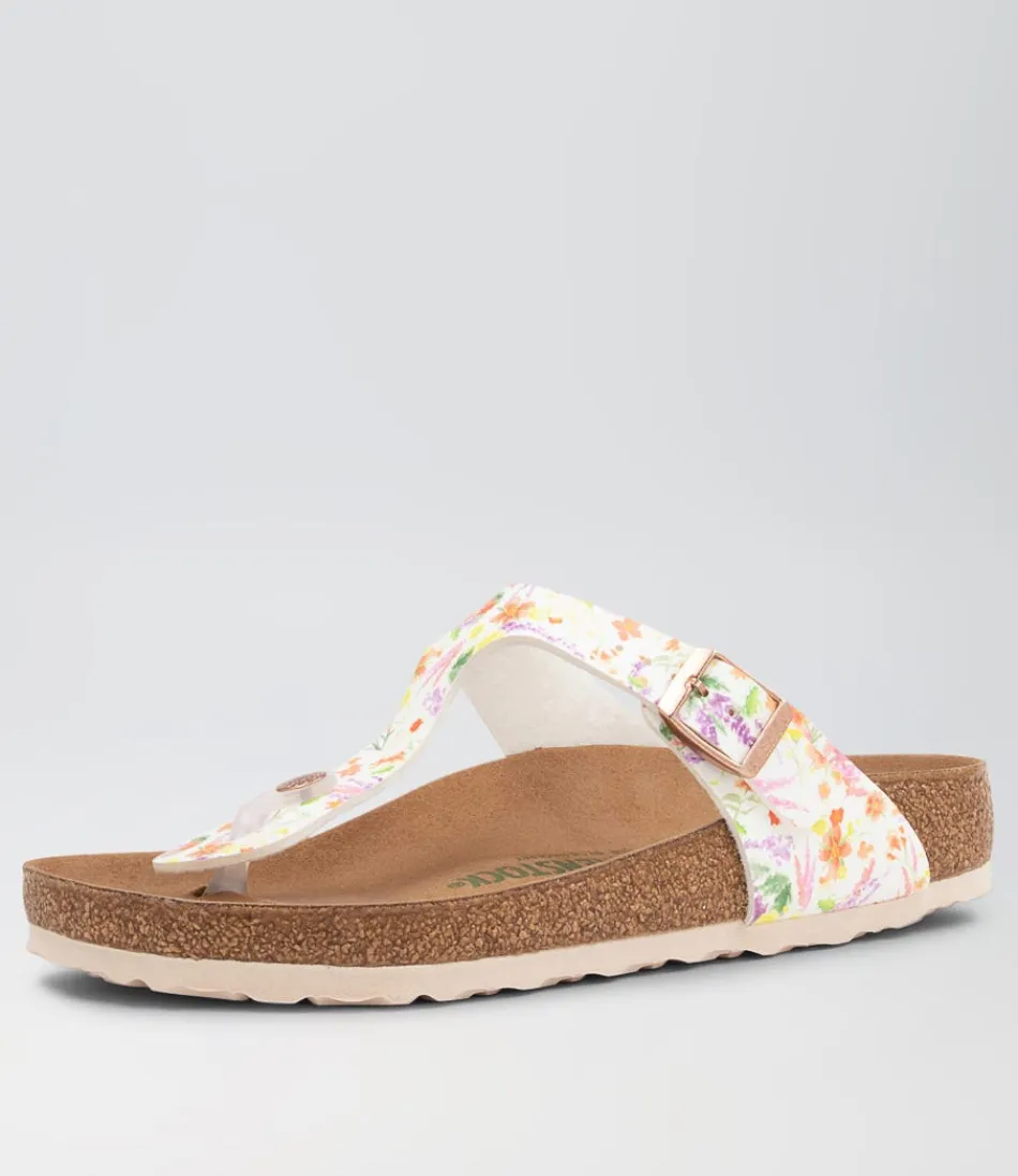 Women BIRKENSTOCK Comfort<Gizeh Vegan Rose Multi Birkoflor Slides