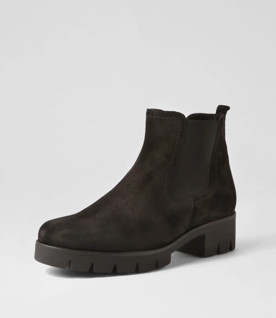 Women GABOR Boots<Gluck Schwarz Suede Chelsea Boots