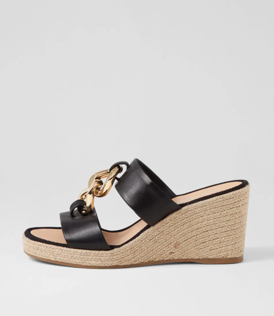 Women TOP END Espadrilles<Greecie Black Natural Rope Leather Espadrilles