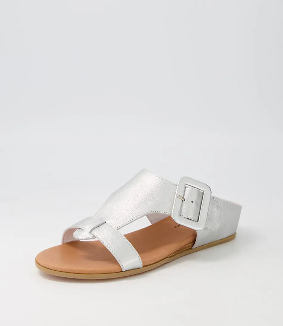 Women DJANGO & JULIETTE Wedges<Halle Silver Leather Slides