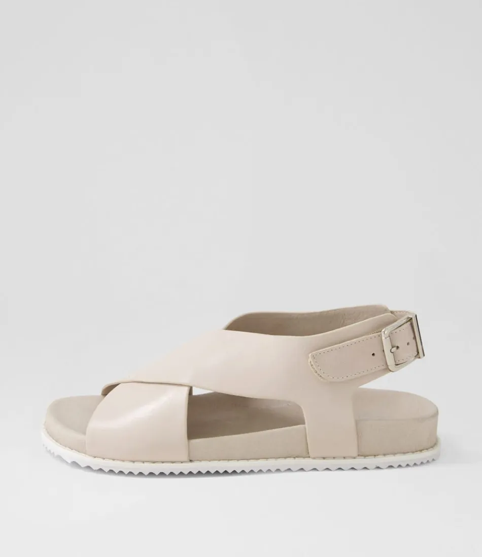 Women ZIERA Flats<Hanako W Almond Leather Sandals