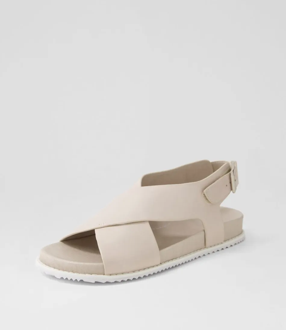 Women ZIERA Flats<Hanako W Almond Leather Sandals