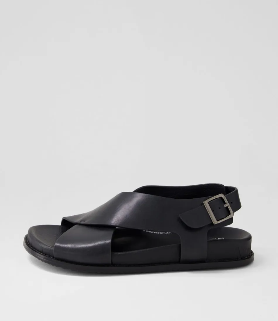 Women ZIERA Flats<Hanako W Black Leather Sandals