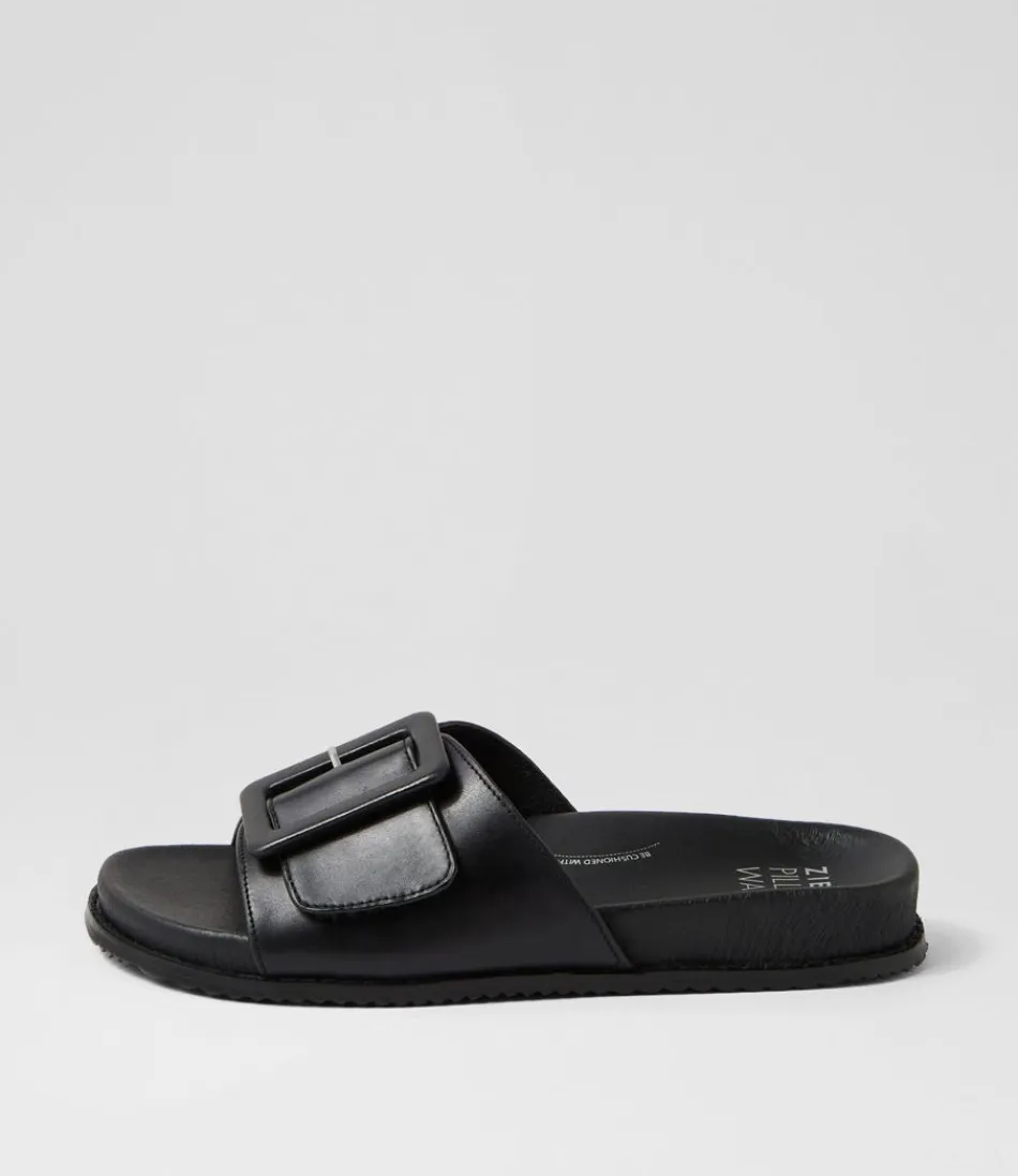 Women ZIERA Flats<Hanyu W Black Leather Slides