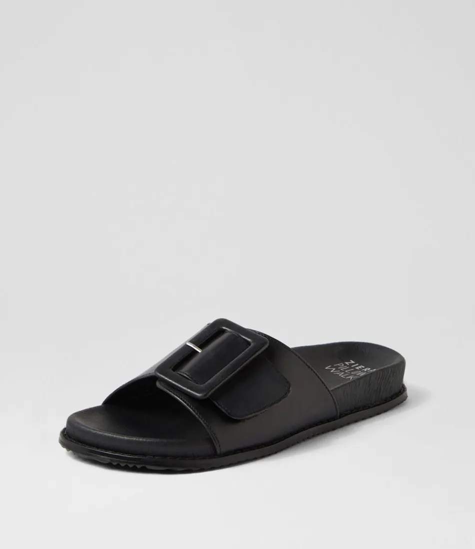 Women ZIERA Flats<Hanyu W Black Leather Slides