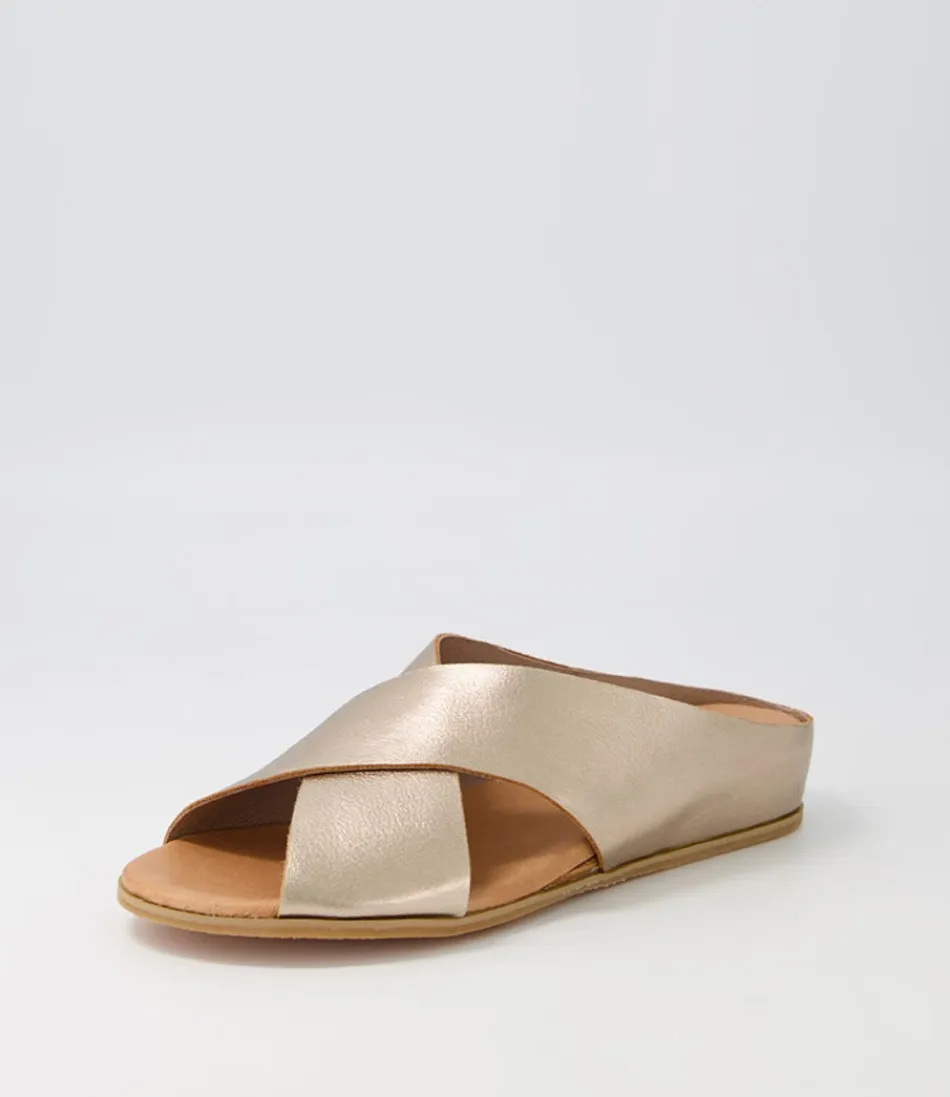 Women DJANGO & JULIETTE Wedges<Harli Champagne Leather Slides