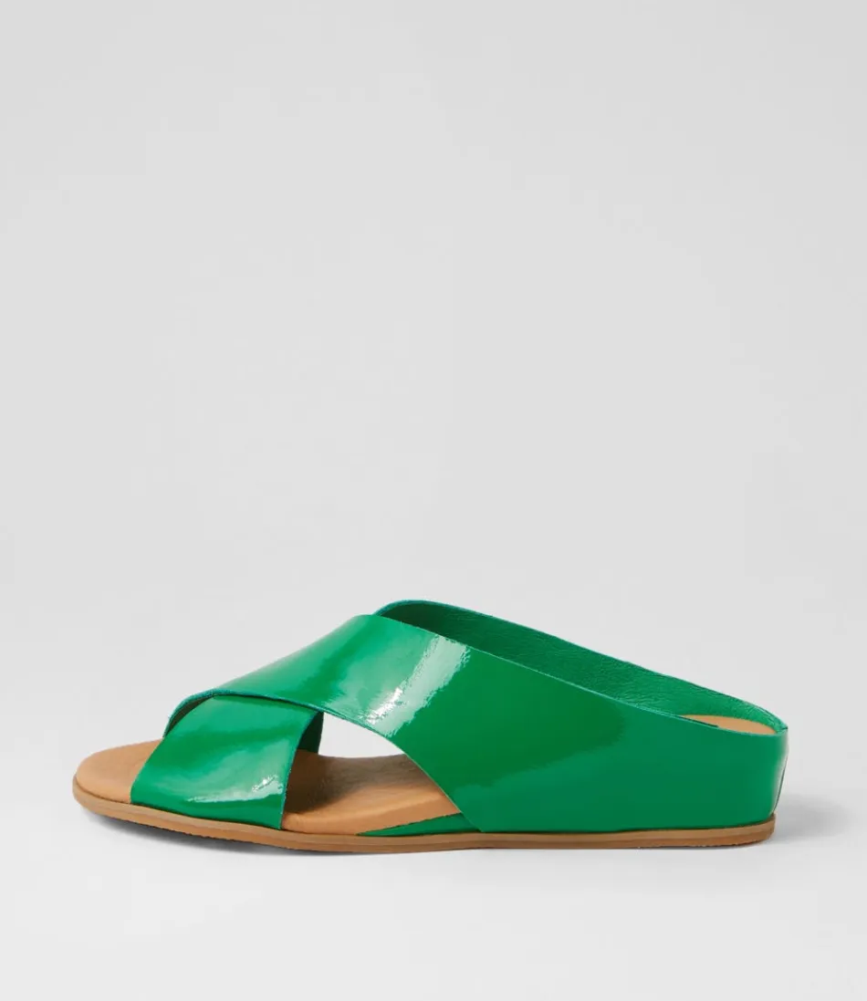 Women DJANGO & JULIETTE Wedges<Harli Emerald Patent Leather Slides