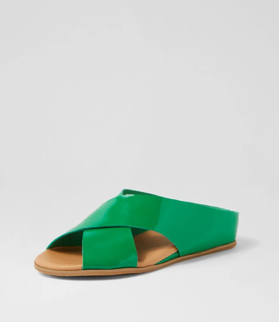 Women DJANGO & JULIETTE Wedges<Harli Emerald Patent Leather Slides