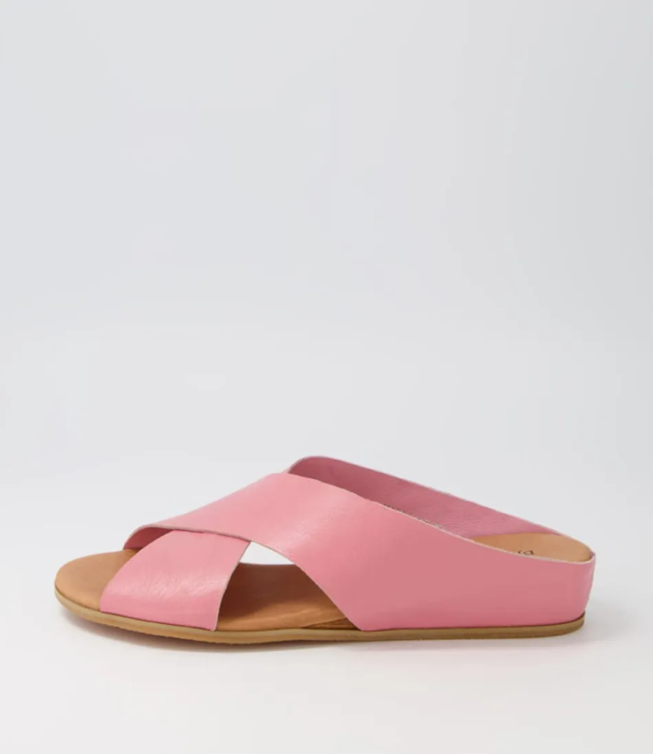 Women DJANGO & JULIETTE Wedges<Harli Pretty Pink Leather Slides