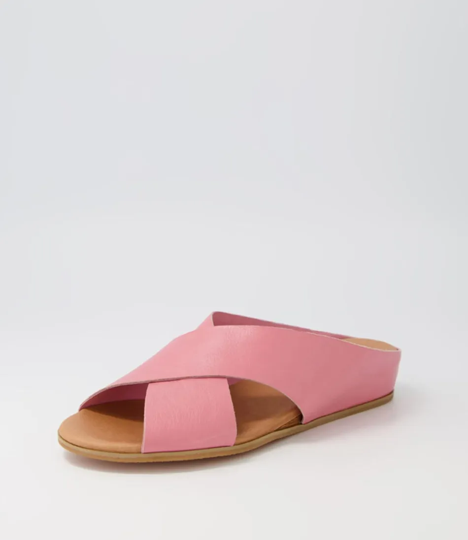 Women DJANGO & JULIETTE Wedges<Harli Pretty Pink Leather Slides