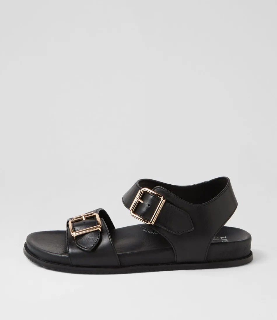 Women ZIERA Flats<Hastice W Black Leather Sandals