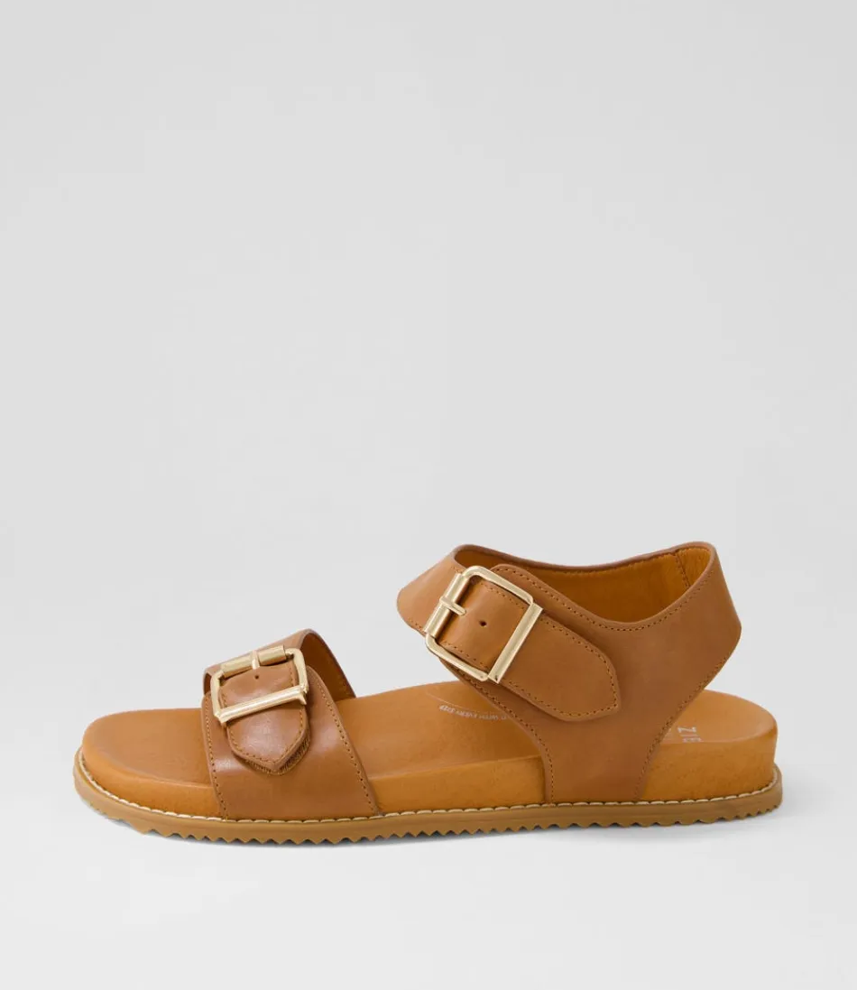 Women ZIERA Flats<Hastice W Tan Leather Sandals