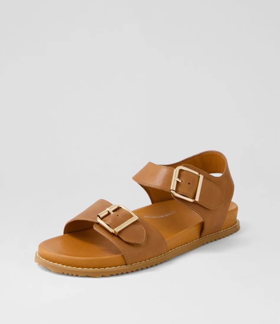 Women ZIERA Flats<Hastice W Tan Leather Sandals