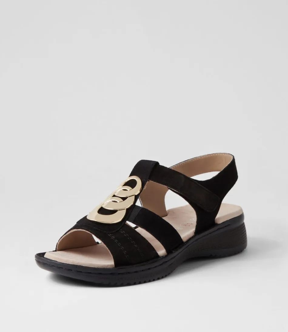 Women ARA Comfort<Hawaii 11 Schwarz Suede Sandals