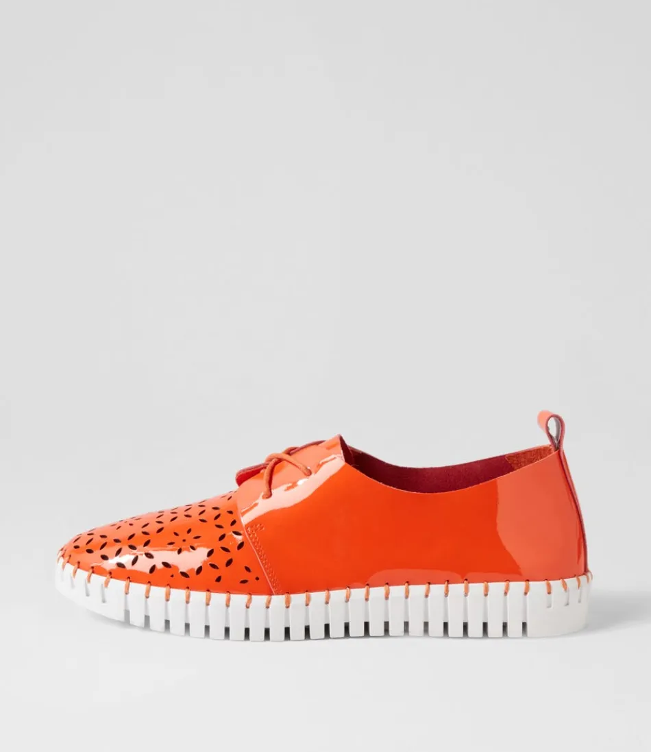 Women DJANGO & JULIETTE Sneakers<Hexter Orange White Patent Leather Sneakers