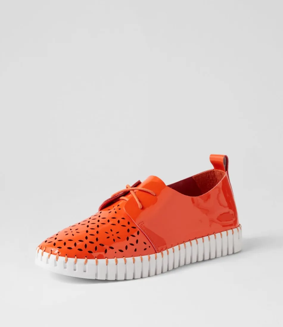 Women DJANGO & JULIETTE Sneakers<Hexter Orange White Patent Leather Sneakers