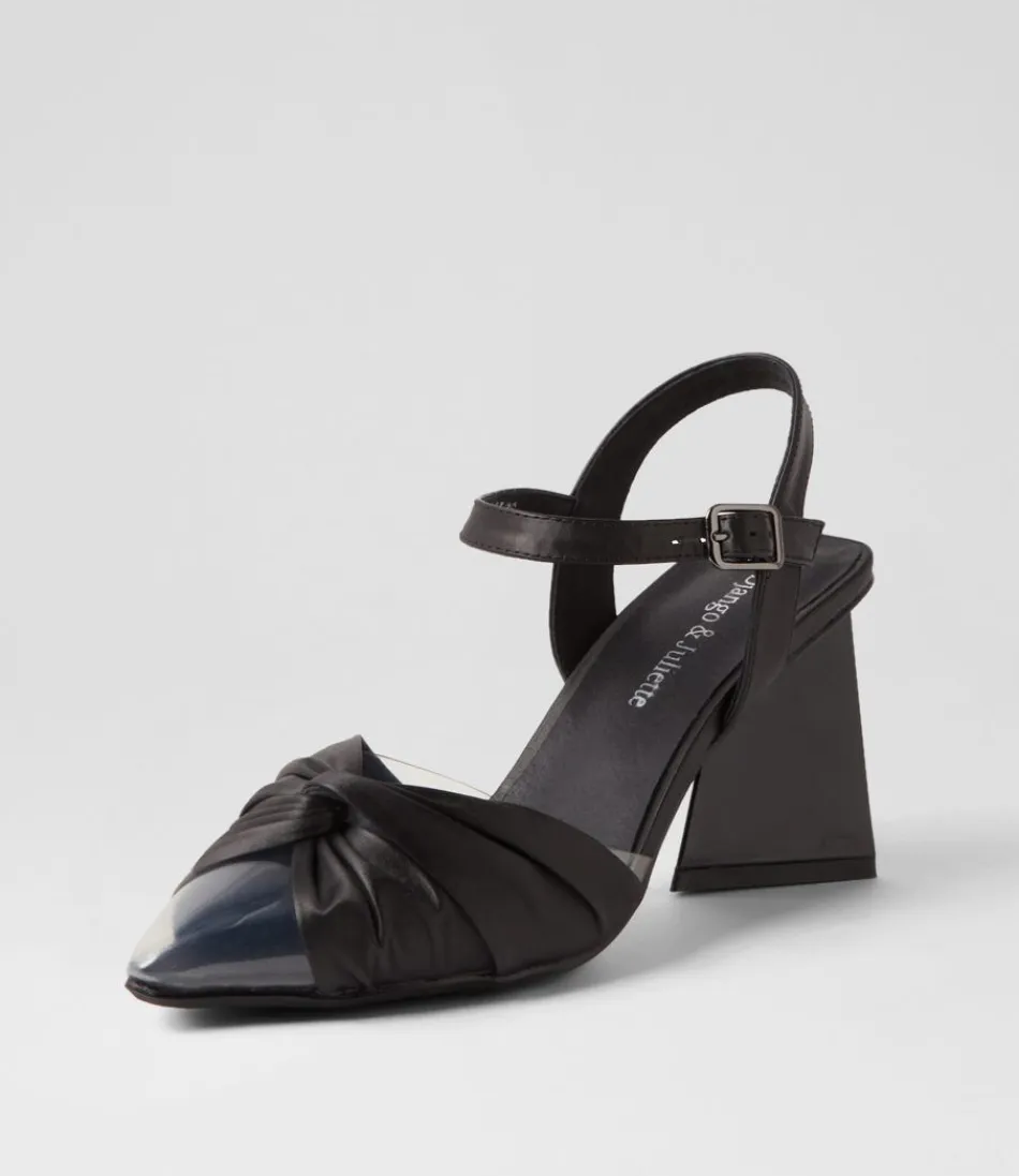 Women DJANGO & JULIETTE Heels<Hivon Clear Black Satin Vinylite Leather Heels