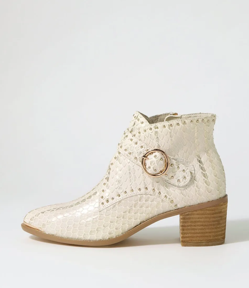 Women DJANGO & JULIETTE Boots<Hommes Almond Metallic Cut Leather Ankle Boots