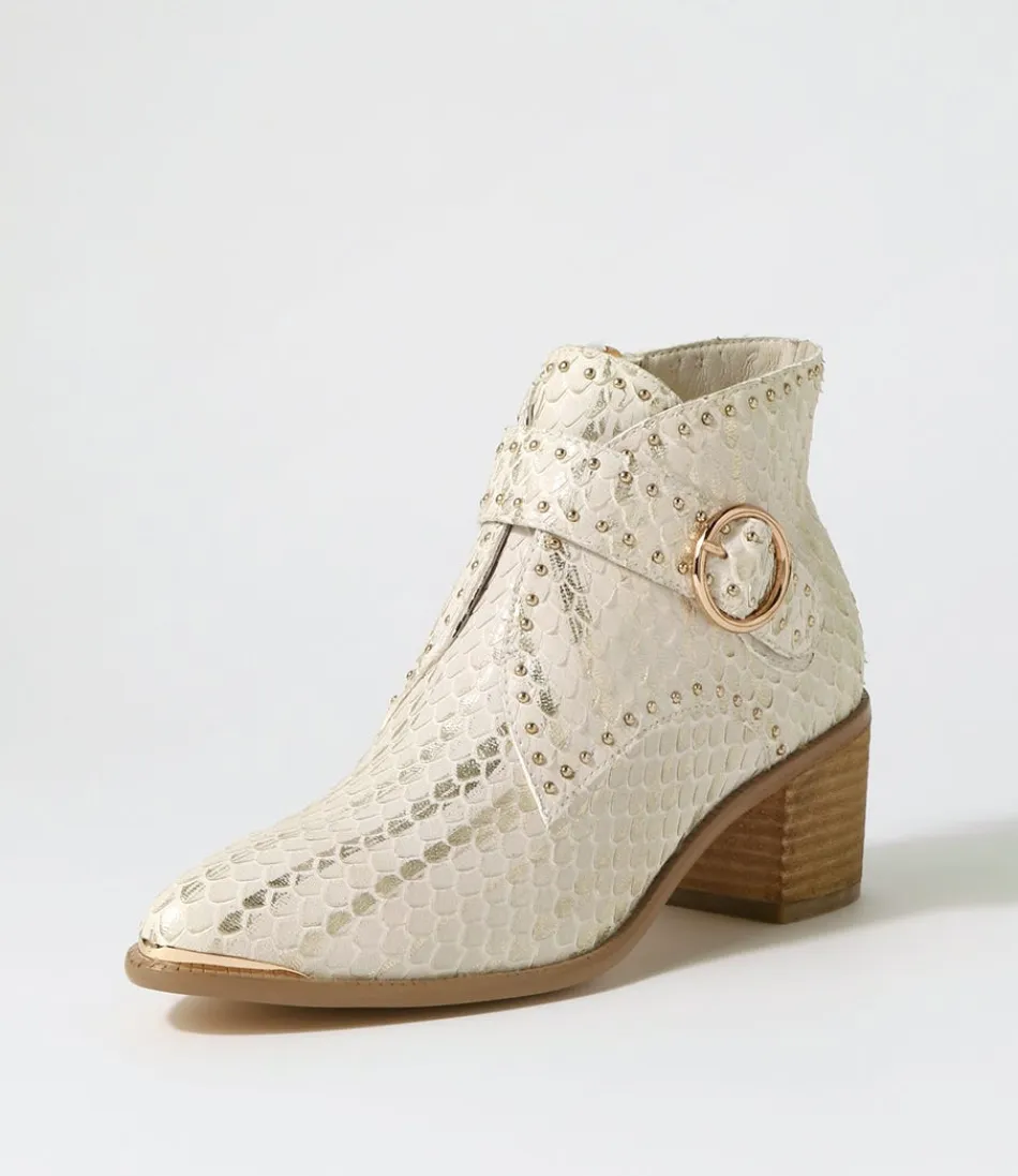 Women DJANGO & JULIETTE Boots<Hommes Almond Metallic Cut Leather Ankle Boots