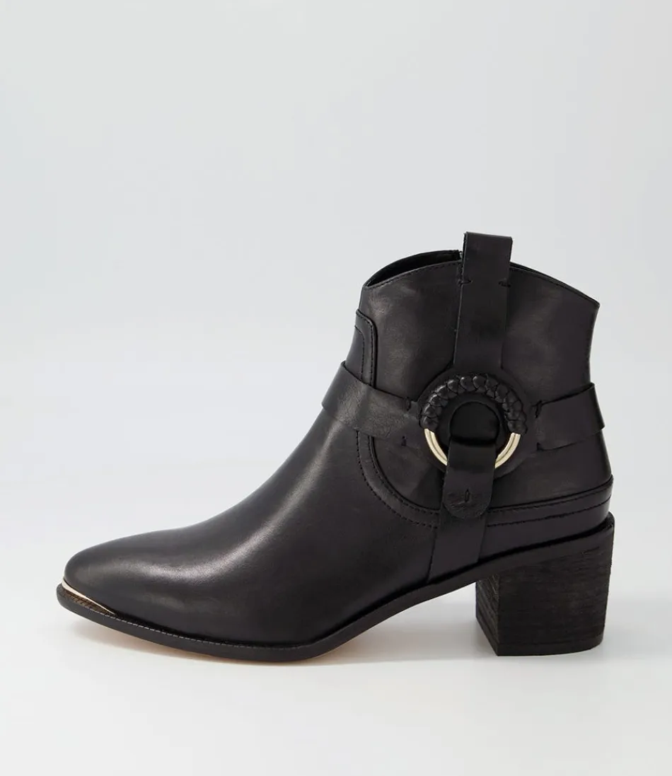 Women DJANGO & JULIETTE Boots<Hoyo Black Leather Ankle Boots