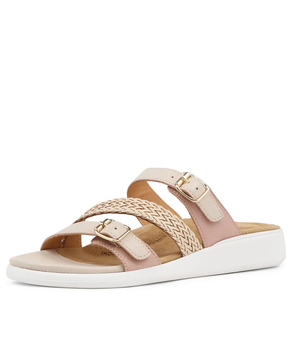 Women ZIERA Wedges<Ieanny W Nude Multi Leather Weave Slides