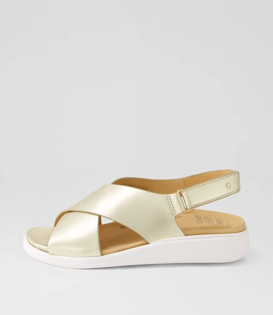 Women ZIERA Wedges<Ilda W Pale Gold Leather Sandals