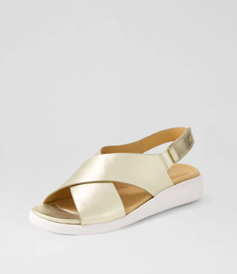 Women ZIERA Wedges<Ilda W Pale Gold Leather Sandals