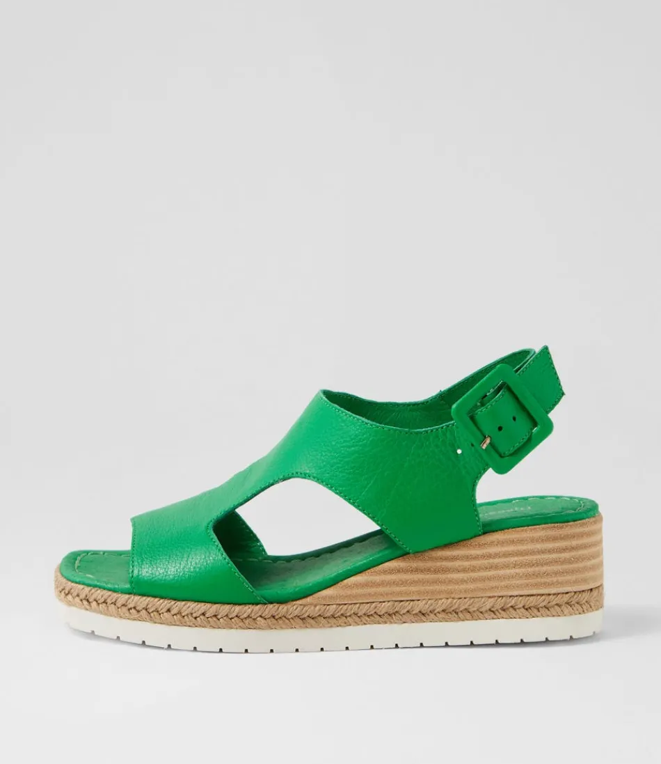 Women DJANGO & JULIETTE Wedges<Ippa Bright Emerald Leather Sandals