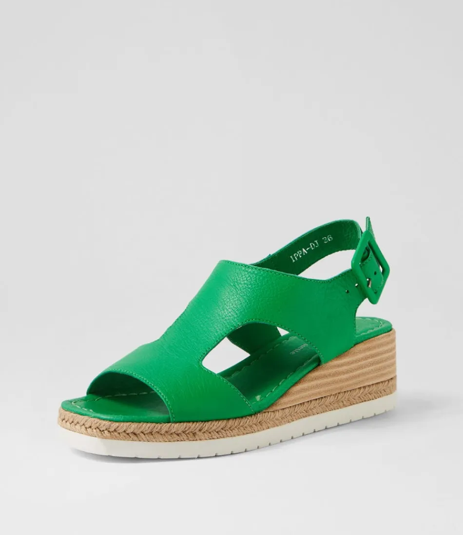 Women DJANGO & JULIETTE Wedges<Ippa Bright Emerald Leather Sandals