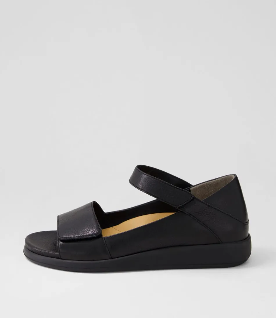 Women ZIERA Flats<Isolde W Black Leather Sandals