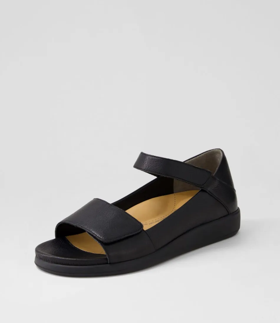 Women ZIERA Flats<Isolde W Black Leather Sandals