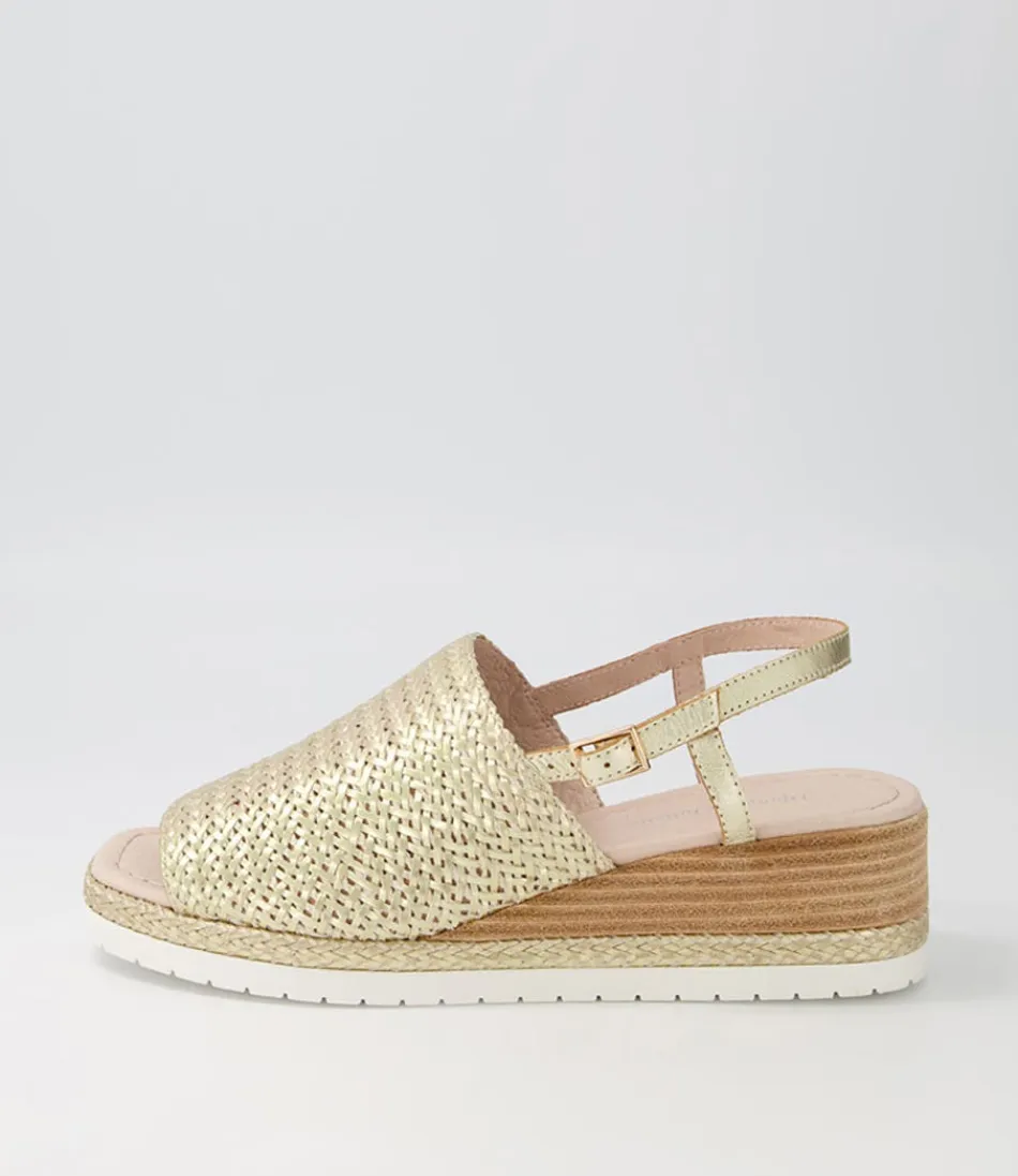 Women DJANGO & JULIETTE Espadrilles<Issah Old Gold Weave Leather Espadrilles