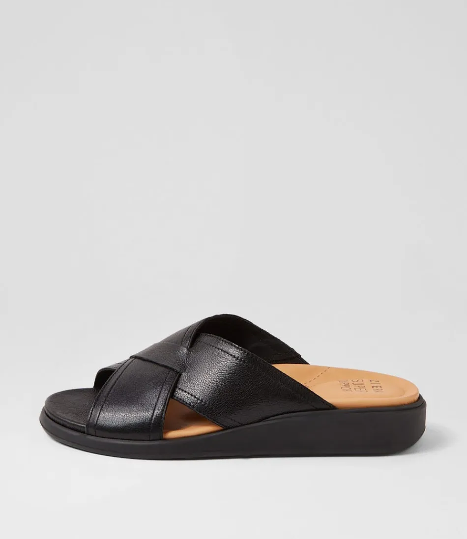 Women ZIERA Flats<Iyolo W Black Leather Slides