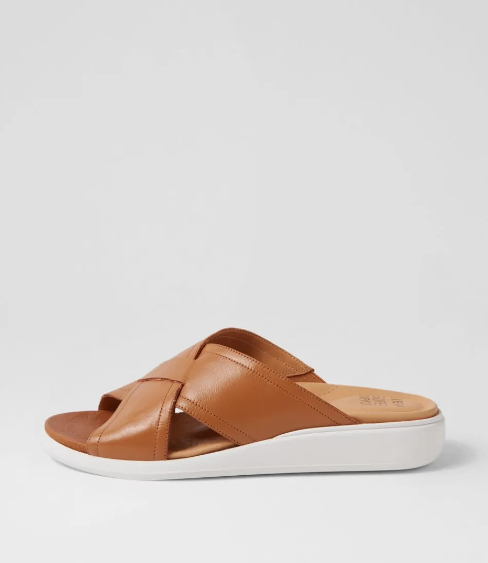 Women ZIERA Flats<Iyolo W Dark Tan Leather Slides