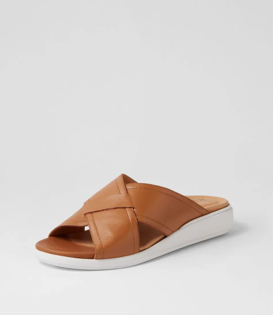 Women ZIERA Flats<Iyolo W Dark Tan Leather Slides