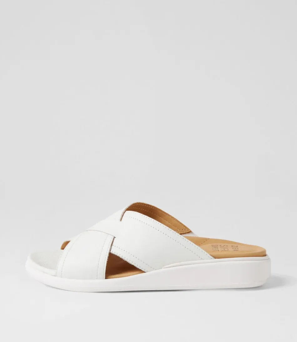 Women ZIERA Flats<Iyolo W White Leather Slides