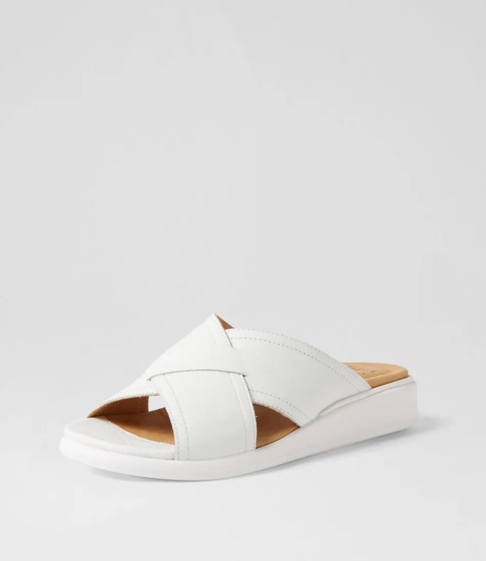 Women ZIERA Flats<Iyolo W White Leather Slides